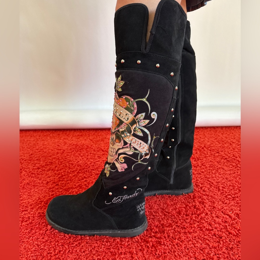 Don Ed Hardy Suede/Fur boots 2013 US8 EUR39